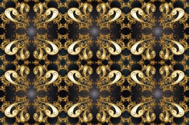 Dekoratif simetri arabesk. Kusursuz ortaçağ çiçek deseni. Doğum günü kartı, davetiye ya da afiş için iyidir. Raster illüstrasyonu. Bej, gri ve kahverengi renklerde altın.