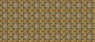 Floral ornament brocade textile pattern, glass, metal with floral pattern on brown, gray and beige colors with golden elements. Classic raster golden seamless pattern.