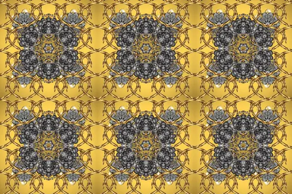 Doğu tarzında klasik tasarım öğesi. Duvar kâğıdı için altın süslü bir illüstrasyon. Çiçekli süslemeli, pürüzsüz bir desen. Sarı, gri ve kahverengi renklerde Arap dekoru. Süslü dantel iz sürücü.