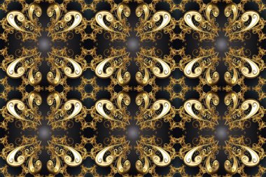 Dekoratif simetri arabesk. Kusursuz ortaçağ çiçek deseni. Doğum günü kartı, davetiye ya da afiş için iyidir. Raster illüstrasyonu. Bej, gri ve kahverengi renklerde altın.