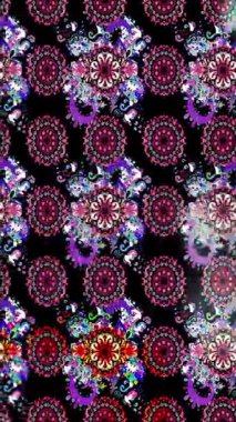 Renkli unsurlarla hareketli arka plan görüntüleri. Çiçekler. Eski model. Bayrak tarzı. Video kaydı. Şablon. Döngü. Kusursuz.. 