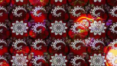 Renkli unsurlarla hareketli arka plan görüntüleri. Çiçekler. Eski model. Bayrak tarzı. Video kaydı. Şablon. Döngü. Kusursuz.. 