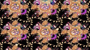 Raster illüstrasyonu. Suluboya çiçekli çiçek deseni. Siyah renkte güzel tekstil.