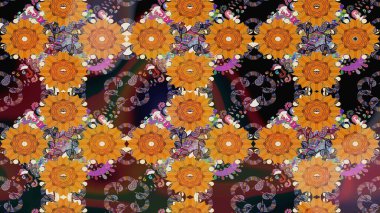 Moda baskıları için zarif bir şablon. Çiçekli bahar çiçekleri. Motley illüstrasyonu. Robot resim. Küçük çiçekte güzel bir desen. Küçük renkli çiçekler..