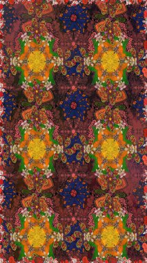 Kahverengi ve turuncu renklerde. Soyut çiçek desensiz arkaplan. Küçük çiçekteki sevimli çiçek deseni. Raster illüstrasyonu. Raster deseni.