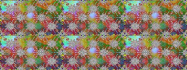 Renkli Bahar Temalı Kusursuz Arkaplan. Raster illüstrasyonunda kusursuz çiçek deseni. Güzel kumaş deseni. Düz Çiçek Elementleri Tasarımı.