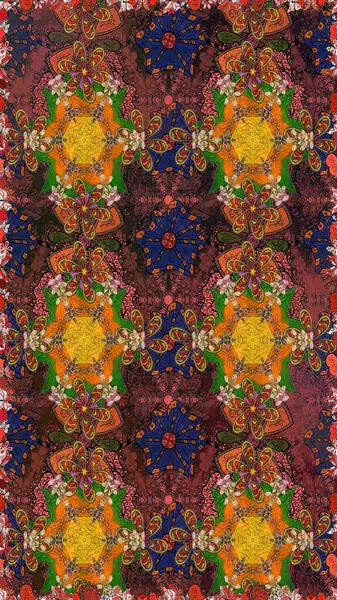 Kahverengi ve turuncu renklerde. Soyut çiçek desensiz arkaplan. Küçük çiçekteki sevimli çiçek deseni. Raster illüstrasyonu. Raster deseni.