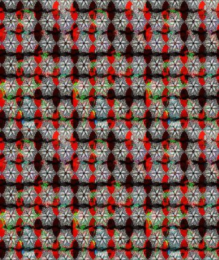 Raster illüstrasyonu. Siyah renkli Asya tekstili. Çiçek desenini çiz.