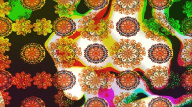 Raster illüstrasyonundaki çiçek desenli çizim. Kahverengi renkli çiçekler. Renkli Bahar Teması eskiz kalıbı. Düz Çiçek Elementleri Tasarımı.