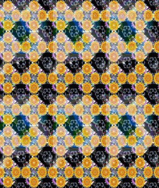 Çiçek deseni. Sarı renkli çiçekler. Şatafatlı bahar bahçesi dokusu. Raster illüstrasyonu. Sarı renkte çiçek çizimi.