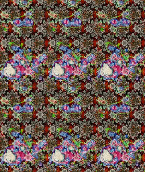 Güzel kumaş deseni. Düz Çiçek Elementleri Tasarımı. Raster illüstrasyonundaki çiçek desenli çizim. Renkli Bahar Teması çizim şablonu.