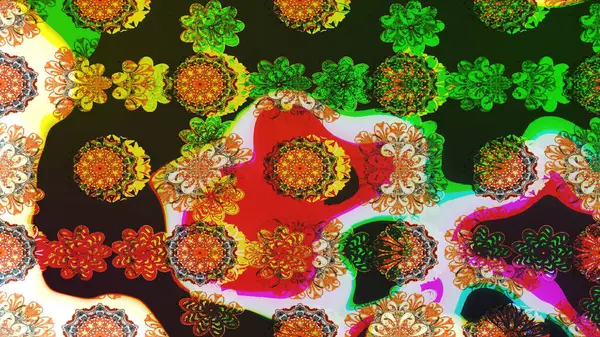 Kıvırcık, parlak örgü. Desen, çizim, çiçek sınırı. Çiçek çelengi. Eski moda arka plan. Güzel, parlak, pürüzsüz kumaş, tuval. Raster illüstrasyonu.