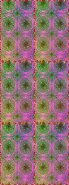 Kusursuz desen. Hint süsü. Çiçek duvar kağıdı. Yeşil ve pembe renklerde. Renkli süs kenarı. Raster illüstrasyonu.