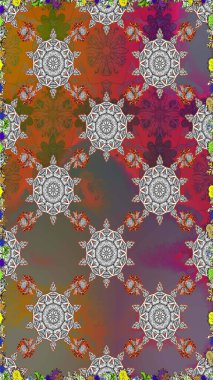 Soyut çiçek desensiz arkaplan. Küçük çiçekteki sevimli çiçek deseni. Kahverengi ve gri renklerde. Raster illüstrasyonu. Raster deseni.