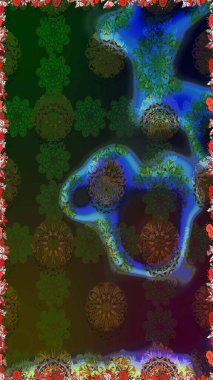 Bir sürü kahverengi ve mavi soyut çiçekli tropik, pürüzsüz desen. Varicolobrown ve blue raster pürüzsüz çizim. Küçük çiçekte sevimli çiçek deseni var..