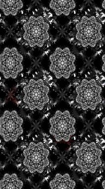 Klasik çiçekler. El çizimi, soyut ve süslü elementler. Yaz çiçekleri teması. Siyah renkler. Suluboya resim taklit Raster illüstrasyonu.