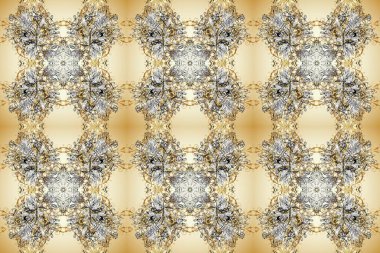 Altın elementlerle renklendirilmiş altın desen. Barok tarzında duvar kağıdı tasarımı için kusursuz damaske deseni arkaplanı. Süslü raster dekorasyonu.