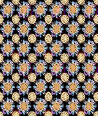 Düz Çiçek Elementleri Tasarımı. Raster illüstrasyonunda kusursuz çiçek deseni. Renkli Bahar Temalı Kusursuz Arkaplan. Siyah ve bej renkli çiçekler.