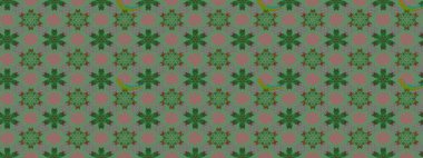 Düz Çiçek Elementleri Tasarımı. Yeşil renkli çiçekler. Renkli Bahar Teması eskiz kalıbı. Sevimli çiçek raster deseni.