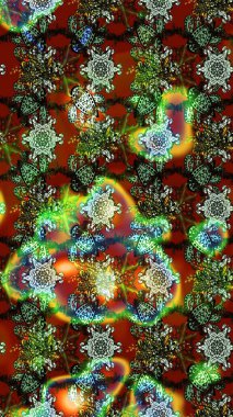 Düz Çiçek Elementleri Tasarımı. Raster illüstrasyonundaki çiçek desenli çizim. Yeşil renkli çiçekler. Renkli Bahar Teması çizim şablonu.