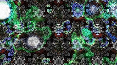 Raster illüstrasyonu. Çiçek ve yapraklı karalama şeklinde Raster çiçek deseni. Gri renkte bahar çiçekleri..