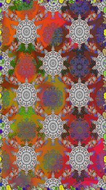 Kahverengi ve gri renkli çiçekler. Çiçekli karalama şeklinde Raster çiçek deseni. Yumuşak, bahar çiçekli arka plan.