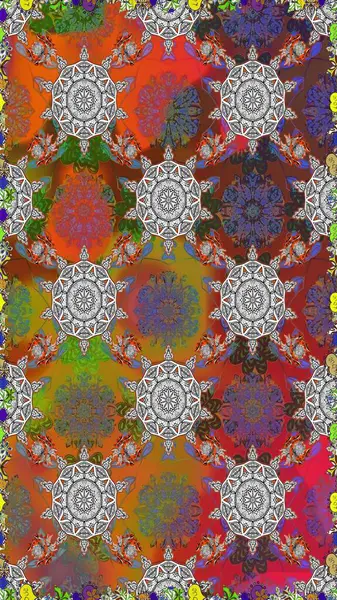 Kahverengi ve gri renkli çiçekler. Çiçekli karalama şeklinde Raster çiçek deseni. Yumuşak, bahar çiçekli arka plan.