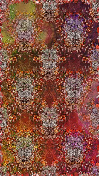 Raster illüstrasyonunda kusursuz çiçek deseni. Kahverengi renkte çiçekler.