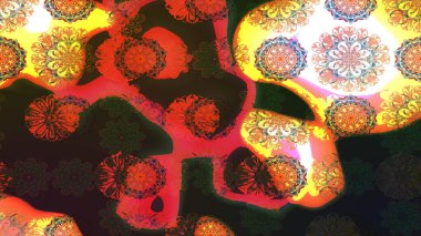 Yapraklı çiçekler ve kır renkli papatya çiçekleri. Eskiz arkaplan modeli. Raster - stok.