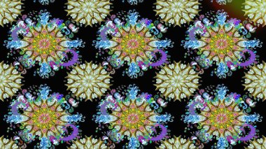 Çiçekli güzel suluboya desen. Raster illüstrasyonu. Siyah ve nötr renklerde.