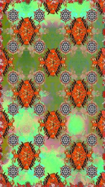 Çiçekli güzel suluboya desen. Yeşil ve kahverengi renklerde. Raster illüstrasyonu.