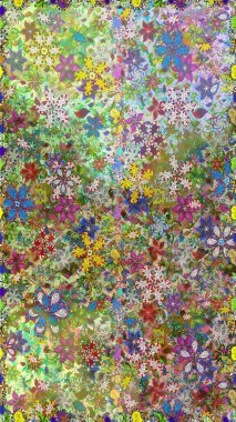 Çiçek desenli raster, nötr ve yeşil çizgi grafik desenli soyut raster arkaplan. Modern stil dokusu.