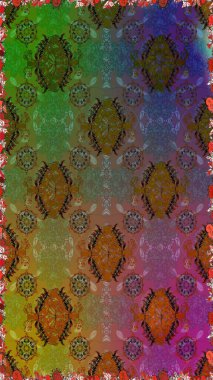 Raster düz çiçekleri pürüzsüz desen. Kahverengi ve yeşil renkli çiçekler. Tasarım hediye paketi, tebrik kartları, posterler ve afiş tasarımı.