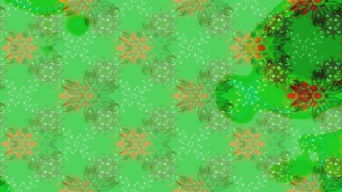 Çiçek ve yapraklı karalama şeklinde Raster çiçek deseni. Yumuşak, yeşil renkli bahar çiçekleri. Raster illüstrasyonu.