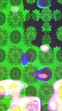 Raster illüstrasyonu. Çizim çiçek deseni duvar kâğıdı olarak kullanılabilir. Yeşil renkte çiçekler.