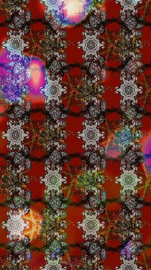 Raster çiçek desenli çiçek deseni, yapraklar, dekoratif elementler, sıçrama, lekeler, el çizimi kontur çizgileri ve Doodle çizim stili, grafik raster çizim çizimi.