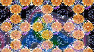 Parlak arkaplanda çiçek kompozisyonu olan suluboya desenleri çiz, ambalajlar, duvar kağıtları, kartpostallar, tebrik kartları, düğün davetiyeleri, romantik etkinlikler vs..