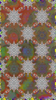 Nazik, sevimli çiçek arkaplanı. Çiçekli karalama şeklinde Raster çiçek deseni. Kahverengi ve gri renkte çiçekler.