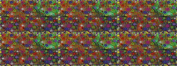 Kusursuz çiçek deseni. Asya tekstil tarzında. Raster illüstrasyonu. Raster illüstrasyonu. Kahverengi renkte çiçekler.