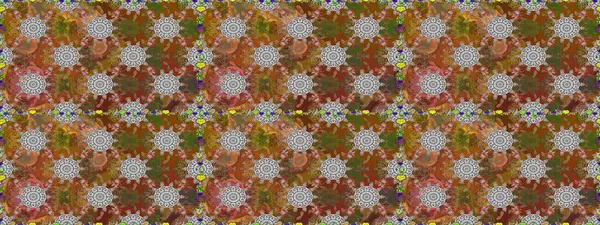 Düz Çiçek Elementleri Tasarımı. Raster illüstrasyonunda kusursuz çiçek deseni. Kahverengi ve gri renkli çiçekler. Renkli Bahar Teması Kusursuz Arkaplan.