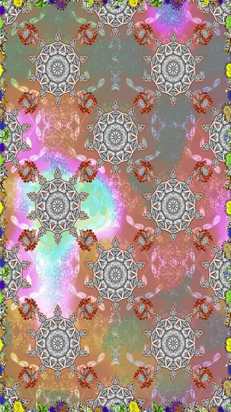 Küçük çiçekteki sevimli çiçek deseni. Varicologray ve nötr raster pürüzsüz çizim. Birçok gri ve nötr soyut çiçekli tropikal desenler.