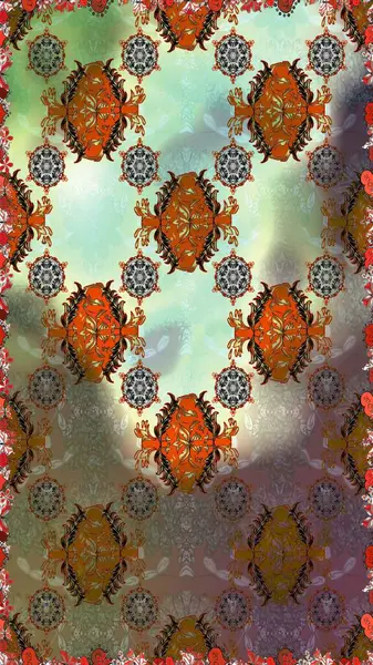 El çizimi. Çiçeklerle kusursuz desen. Suluboya çizimi. Kahverengi ve nötr renkte çiçekler.