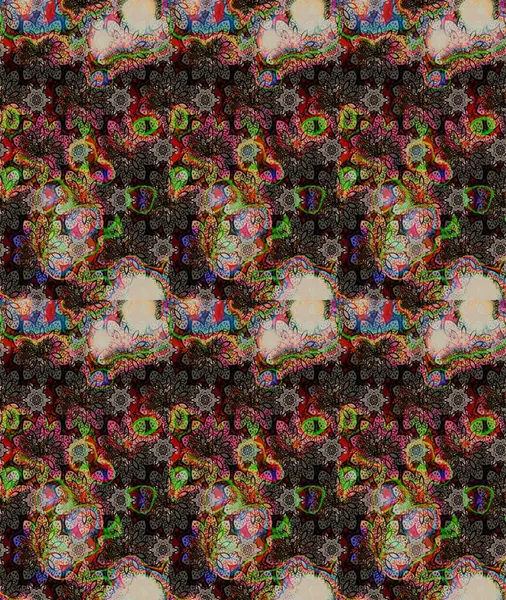 Raster illüstrasyonu. Kahverengi renkli güzel bir tekstil. Suluboya çiçekli çiçek deseni.