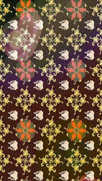 Raster Şirin kumaş deseni. Eskiz klasiği. Renkli Bahar Teması eskiz kalıbı. Düz Çiçek Elementleri Tasarımı.