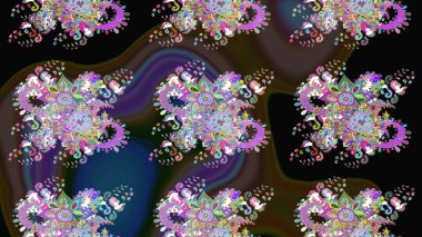 Siyah renklerde. Siyah renkli siyah papatya deseni. Raster illüstrasyonu.