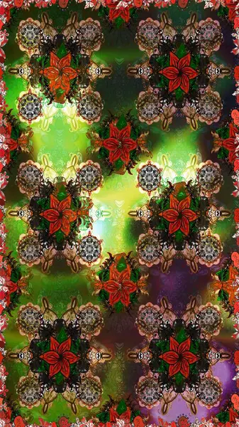 Kahverengi ve gri kıvırcık çiçekler kahverengi ve gri renklerde şekillenir. Raster illüstrasyonu. Klasik çiçek tasarım elementleri.