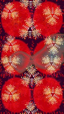 Kırmızı renkte etnik çiçeklerle süslenmiş zarif bir eskiz şekli. Raster Çiçek İllüstrasyonu güzel tekstil..