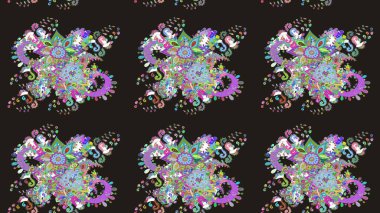 Düz Çiçek Elementleri Tasarımı. Renkli Bahar Teması eskiz kalıbı. Raster güzel kumaş deseni çiziyor. Çiçek deseni.