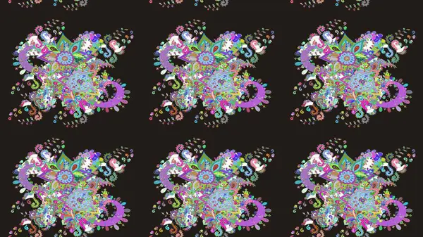 Düz Çiçek Elementleri Tasarımı. Renkli Bahar Teması eskiz kalıbı. Raster güzel kumaş deseni çiziyor. Çiçek deseni.