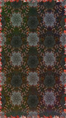 Kusursuz çiçek deseni duvar kâğıdı olarak kullanılabilir. Raster illüstrasyonu. Gri ve kahverengi renkte çiçekler.